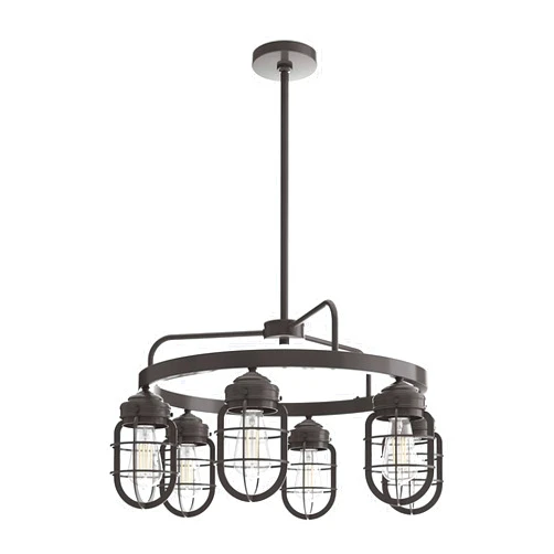 Hunter - Starklake 6-light Noble Bronze, Large Chandelier, Dimmable, Wagon Wheel Shaped, for Bedrooms, Kitchens, Dining, Living Rooms - 19041