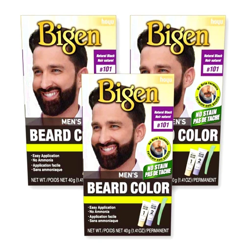 Bigen Men’s Beard Color 101 Natural Black - 3 Pack