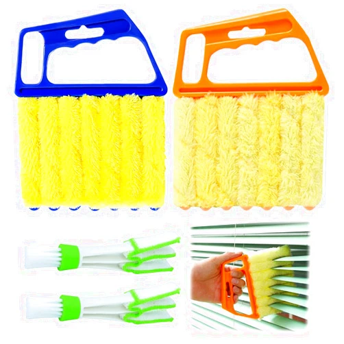 YPZVX Blind Cleaner Tool, 7 Finger Dusting Cleaner Tool for Window, Dusting Brush Crevice Cleaning Brush, Air Conditioner Blade Brush, Mini Blind Duster Brush for Air Conditioner Keyboard (Orange+Blue)