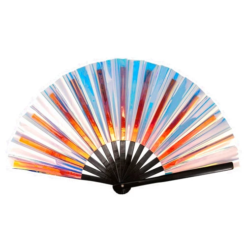 QCWN Silver Laser Rave Fan,Folding Hand Fans,Chinese Fan,Renaissance Fan,Clack Fan,Large Hand Fan For Festivals,Halloween,Burlesque,Drag Queen.Hand Fan Foldable As Rave Outfits Accessories For Women
