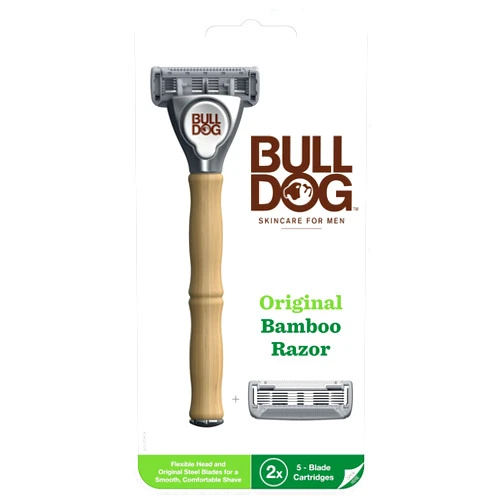 Bulldog Mens Skincare and Grooming Original Bamboo Razors for Men with a Natural Bamboo Razor Handle and 2 Razor Refills