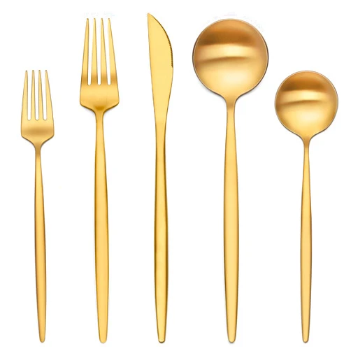 Terlulu 40 Piece Gold Silverware Set for 8, Terlulu Stainless Steel Flatware Set, Gold Cutlery Set Utensils Set, Tableware Include Forks Knives Spoons for Home Kitchen Restaurant Wedding, Satin Finish