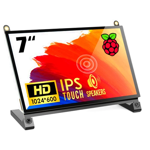 ROADOM 7’’ Raspberry Pi Screen, IPS1024×600,Responsive Smooth Touch,Dual Built-in Speakers,HDMI Input,Compatible with Raspberry Pi 5/4/3,Driver Free