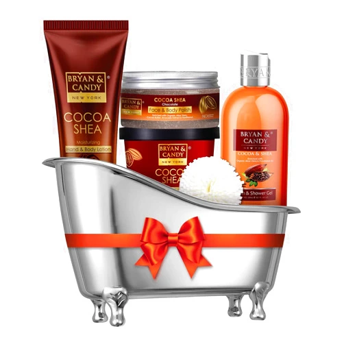 Generic Cocoa Shea Bath Tub Kit Gift Set For Women And Men, Complete Home Spa Experience (Shower Gel, Hand & Body Lotion, Sugar Scrub, Body Polish) | 100% Vegan,SLS & Paraben Free, Ph5.5 Skin Friendly