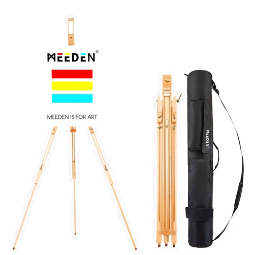 MEEDEN Tripod Field Painting Easel with Carrying Case - Solid Beech Wood Universal Tripod Easel Portable Painting Artist Easel, Perfect for Painters Students, Landscape Artists, Hold Canvas up to 34