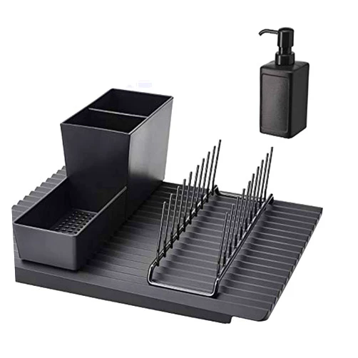 Ikea TSSP Set of Kitchen Utensil Rack/Plate Holder/Soap Dispenser/Dish Drainer Double Sided, Black