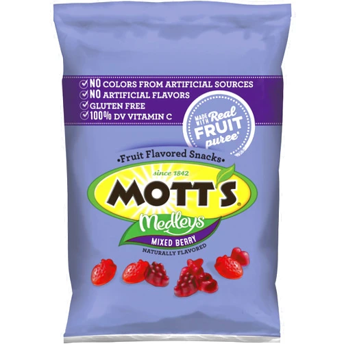 Mott's Mixed Berry Fruit Snacks, 1.6 Oz, 144 Count
