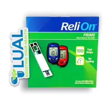 LUAL Blood Glucose Test Strips. Includes Luall Fridge Magnetic + ReliOn Prime Blood Glucose Test Strips (100 Test Strips)