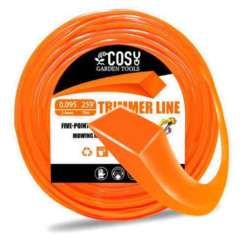 COSY GARDEN TOOLS String Trimmer Line, Commercial Grade Orange Square Weed Eater String, Premium Nylon Universal 0.095