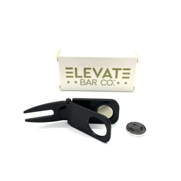 Elevate Bar Co. Multi-Use Magnetic, Holder, Golf Divot & Marker Tool Black