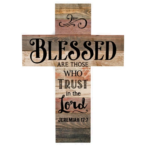 P. Graham Dunn Blessed are Those Who Trust Rustic 14 x 10 Wood Wall Art Cross Plaque