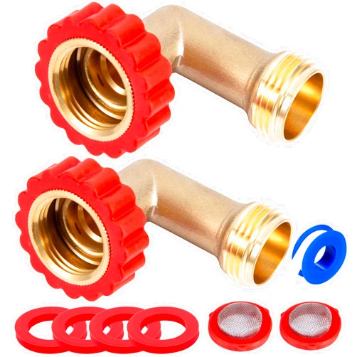 Breezliy Lead-Free Brass 90 Degree Hose Saver,90°Hose Elbow Fitting Quick Swivel Connect Adapter,Thread Size 3/4