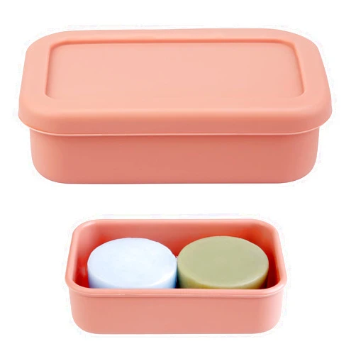 TITATI Travel Soap Container, Travel Soap Case for Dr. Squatch, Square Soap Holder, Silicone Soap Holder with Drainage Tray, Portabel Shampoo Bar Case for Shower, Travel, Camp, Gym(Flesh Pink)