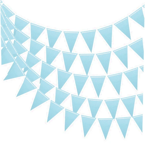 MECCANIXITY 10 Pcs 10 Feet Light Blue Pennant Banner Flags String Triangle Hanging Triangle Bunting Flags for Festive, Wedding, Birthday Party Decorations