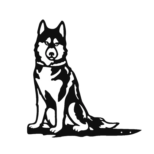 YO-yiHHG Adorable Dog Stake Decoration Yard Garden Outdoor Metal Art Dog Silhouette Decoration Steel Dogs Statue Adorable Ornament Gift Contour Black Dog (Husky)