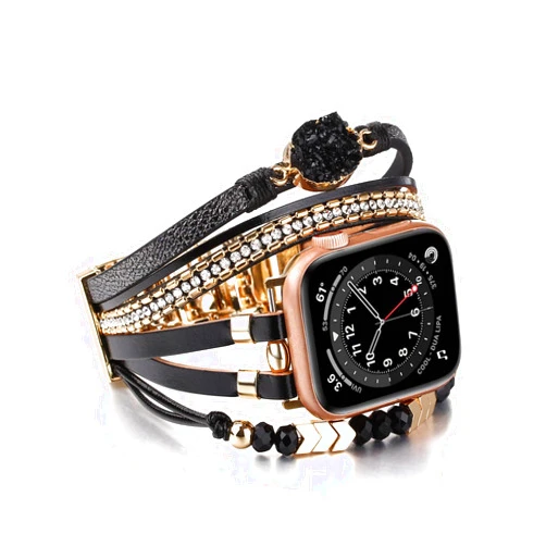 Wingoden Posh Leather Bracelet Compatible with Boho Apple Watch Band 38mm 40mm 41mm 42mm 44mm 45mm 49mm for Women Men iWatch Band Ultra Series 9 8 SE 7 6 5 4 3 2 1 Ultra 2 - Fashion Cute Multilayer Wrap Apple Watch Strap Replacement