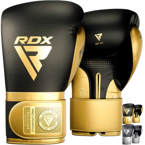 RDX Professional Boxing Sparring Gloves, Mark PRO Competition, Super Skin Maya Hide Leather, Multi-Layered, Padded Wrist Support, EZ Strap for Firm Secure Fit, Kickboxing Training