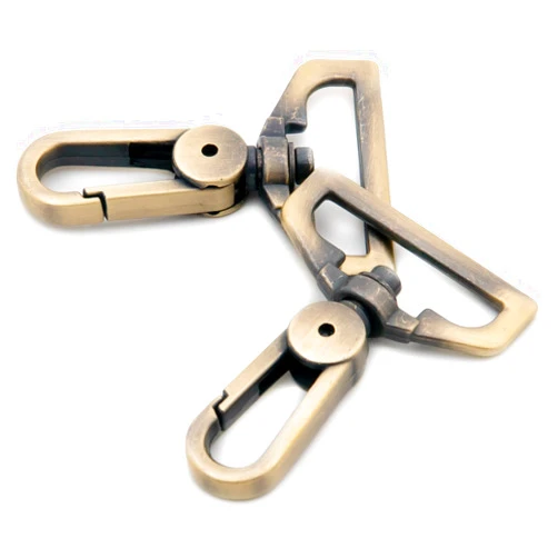 Loosco Metal Snap Hooks, 10 PCS Purse Hardware Push Gate Swivel Lobster Claw Clasp (Brushed Brass,1 1/4