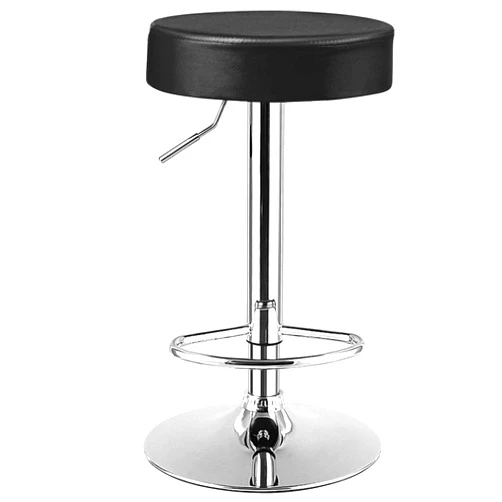 COSTWAY Bar Stool, Modern Swivel Backless Round Barstool, PU Leather Armless bar Chair with Height Adjustable, Chrome Footrest, Sturdy Metal Frame for Kitchen Dining Living Bistro Pub (Black, 1 pc)