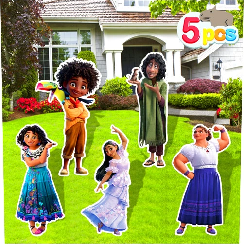 Kaleno Encanto Birthday Party Supplies, 5PCS Yard Signs with Stakes, Outdoor Lawn Party Decor, Encanto Party Decorations for Magical Family Theme