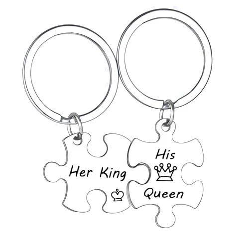 YEEQIN Couples Gifts for 2 Valentines Day Jewelry for Husband Wife Her King & His Queen Keychains Valentine Gifts