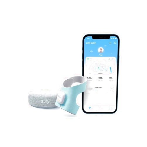 eufy Security Baby Smart Sock Baby Monitor with 2.4 GHz Wi-Fi, Track Sleep Patterns, Naps, Heart Rate, AI Cry Detection, Pan and Tilt, No Monthly Fee