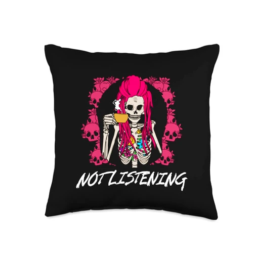 Witty Ironic Antisocial Weird Snarky Not Listening Funny Sarcastic Humor Sarcasm Introvert Nerd Throw Pillow, 16x16, Multicolor