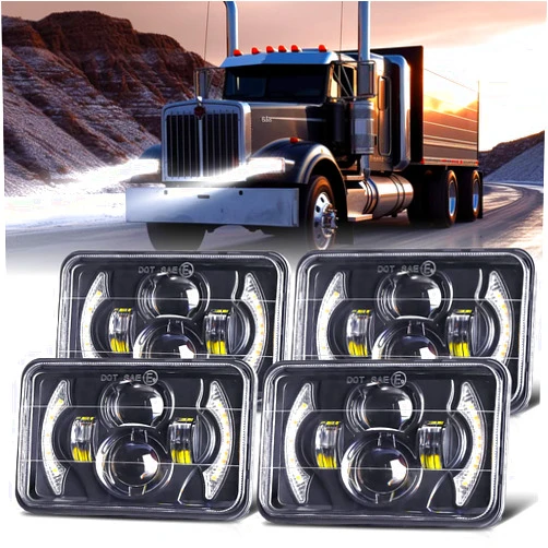 BAOLICY 4x6 LED Headlights DOT Approved 4PCS With Turn Signals DRL Rectangle Hi/Low Sealed Beam H4656 H4668 H6545 Headlights for Chevrolet S10 C10 Kenworth T800 W900 Peterbilt 378 379