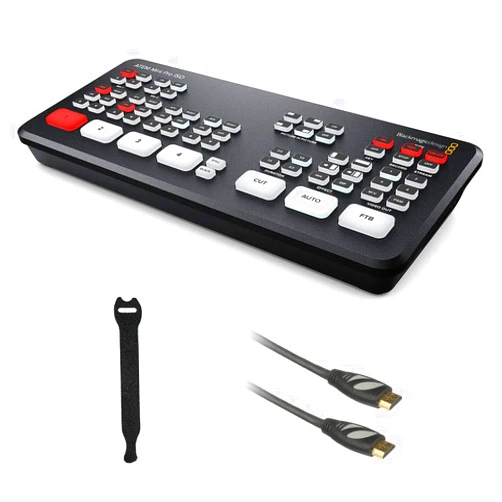 Blackmagic Design ATEM Mini Pro ISO HDMI Livestream Switcher with High-speed 6' HDMI Cable & 10-Pack Straps Bundle