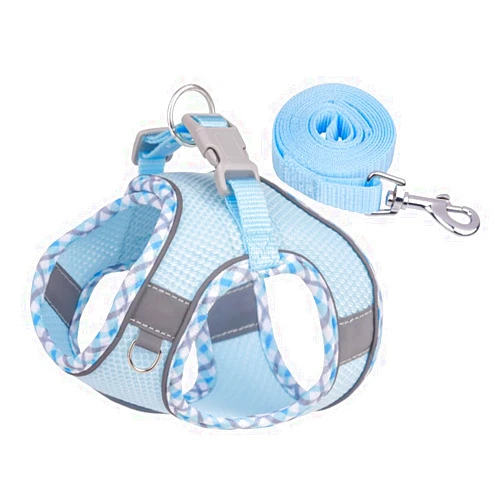 Flymind Dog Harness and Leash Set, No Pull Adjustable Reflective Pet Harness for Small Medium Dogs, Step in Vest Harness Easy Walk Dog Harness Outdoor Hiking Training for Small Dogs, Cats(LightBlue,XS)