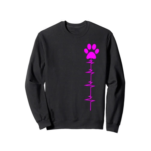 Paw Dog Lovers Gift Shirt for All Family Women's Dog Paw Print Heartbeat Shirt Women Girls Mom Sweatshirt