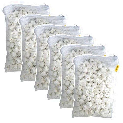 Aquapapa 6 lbs Premier Bio Ceramic Rings Aquarium Filter Media in 6 Free Mesh Bags for Freshwater Saltwater Fish Tank Pond Shrimp Canister