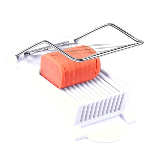 Dulcicasa Luncheon Meat Slicer - Slices Eggs, Cheese, Liver, and Fruit - Perfect Tool for Soft Fruits and Canned Meat Loaves - Slice Spacing of 1/3 inch - White