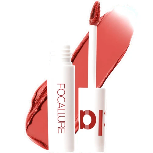 FOCALLURE Velvet Matte Liquid Lipstick, Satin-Finish, High Pigmented Lip Color, Cheeks and Lips Tint, Lightweight, Quick-Drying, Peach Kiss