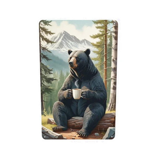 CDSASHCA Rustic Bear,Coffee,Mountain-Themed Metal Tin Signs for Cozy Cabin And Lodge Decor,Vintage Wall Art Perfect for Adding A Warm,Outdoorsy Touch to Your Lake House,Kitchen,Living Room 8x12 inch