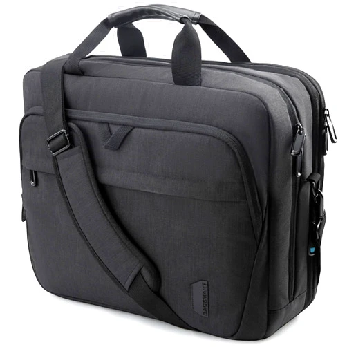 BAGSMART 18 Inch Laptop Bag, Expandable Briefcase, Computer Bag Men Women, Laptop Shoulder Bag, Work Bag Business Travel Office - Black