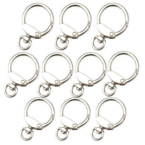 Bytiyar 10 pcs Round Carabiners Clips 22mm Inside Diameter Snap Hooks with Swivel O-Ring Zinc Alloy Spring Gate O Rings Buckles DIY Accessory
