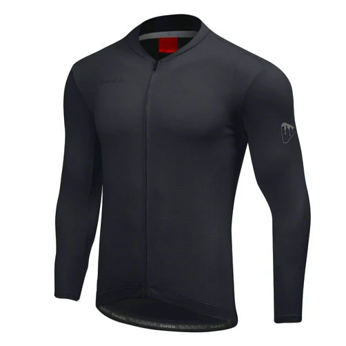 Santic Men's Cycling Jersey Long Sleeve UV Sun Protection UPF 50+ Reflective Full Zipper Biking Jersey Shirts with Pockets