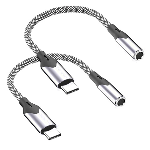 ELECTRICME 3.5mm Headphone Adapter for iPhone 15, 2 Pack USB C to 3.5 mm Headphone Jack Aux Audio Adapter Braided Cable Dongle for iPhone 15/15 Plus/15 Pro/15 Pro Max, iPad Pro/Air/Mini, Galaxy S24/S23/S22 Ultra