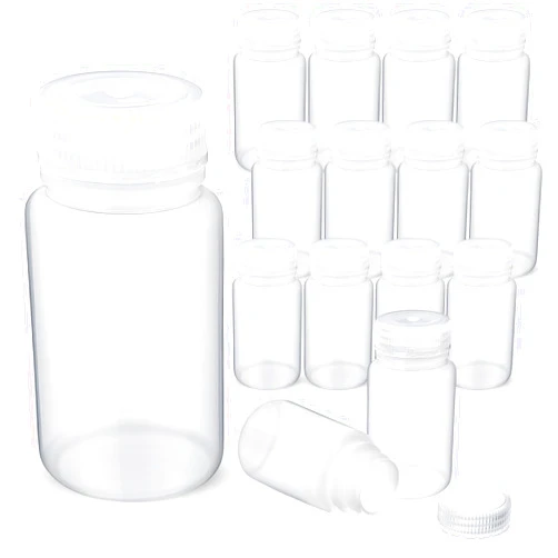 Zhehao 30 Pcs Wide Mouth Reagent Bottle 4 oz Plastic Bottle with Lid, Clear, Hdpe, Empty Sealed Sample Leakproof Hdpe Container for Lab Classroom Home(Clear)