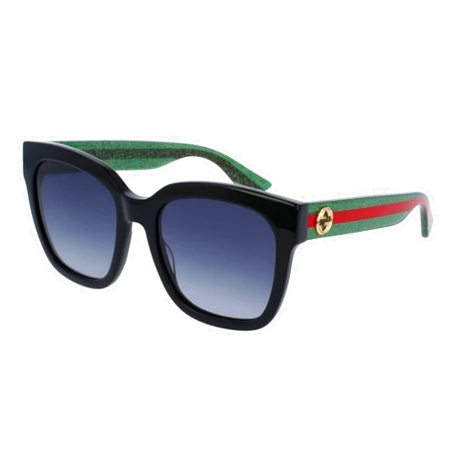 Gucci Square Sunglasses GG0034SN 002 Black/Green/Red 54mm 0034