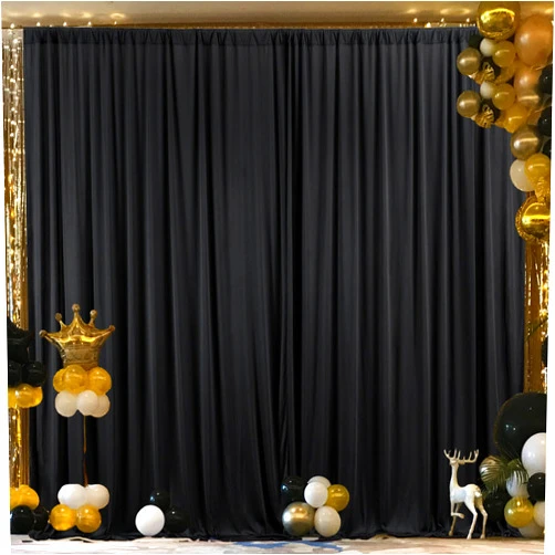 ZeroStage 10x10 ft Black Backdrop Curtains, Drapes for Parties Photo Photography Photoshoot Screen Wedding Bridal Shower Birthday Arched Wall Portable Fiesta Back Drop Decoration 5 x 10ft, 2 Panels