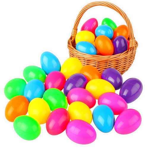 Coynurex 54PCS Fillable Easter Eggs – 2.17'' Plastic Hinged Eggs in 6 Colors – Bulk Eggs for Hunt, Party, Basket Fillers