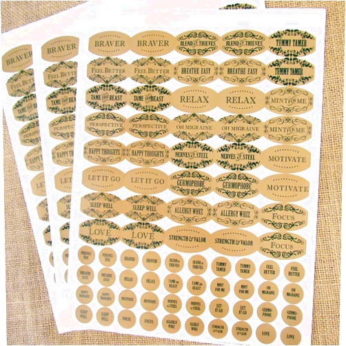 Rivertree Life 120 Apothecary Oval Poly Weatherproof Kraft Look Aromatherapy DIY Bottle Labels by Rivertree Life