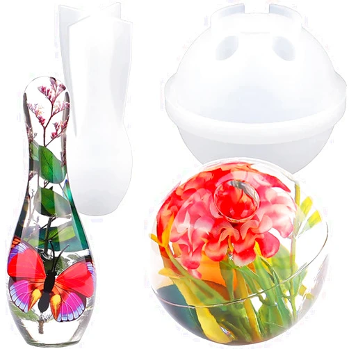 WonDerfulC Bowling Ball Molds for Resin Casting Silicone DIY Silicone Jewelry, Soap, Candle Mold Bowling Ball & Bowling Pins Moulds for Bowling Gaming & Home Decoration Kids Toys, Clear, 1432