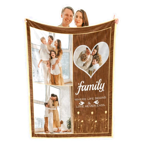 Rsskeoo Custom Blanket with Text Photos, Customized Blanket Personalized Flannel Throw Blankets for Adult Kids Family Birthday Christmas Halloween Father Mother Valentines Day Gift