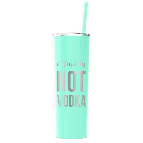 The Crafty Engineer Definitely Not Vodka Double Wall Tumbler, Mama Tumbler with Lid and Straw, Dance Mom Tumbler, Cool Tumbler for Men Too, Beach Tumbler for Women, Skinny Stainless Steel Tumbler, Reusable -(Mint-20oz)