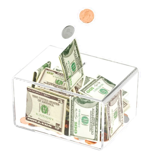 HIIMIEI Clear Acrylic Piggy Bank for Adults & Kids - Must Break to Open Money Saving Box for Boys & Girls - Perfect for Cash & Coins (Small, 7 * 5.04 * 2.95 inch)