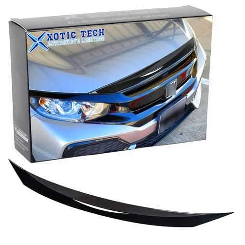x xotic tech Front Hood Grille Upper Insert Stripe Trim Cover Nose Cover Black Compatible with Honda Civic 10th Gen 2016-2021