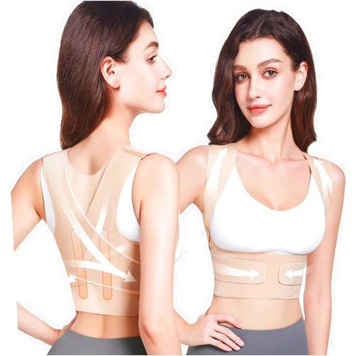Fit Geno Invisilite Posture Corrector for Women: Breathable Lightweight Upper Back Brace for Neck Shoulder & Upper Back Pain Relief - Improve Posture Correct Hunchback Slouching Kyphosis Invisible Under Clothes (Large)